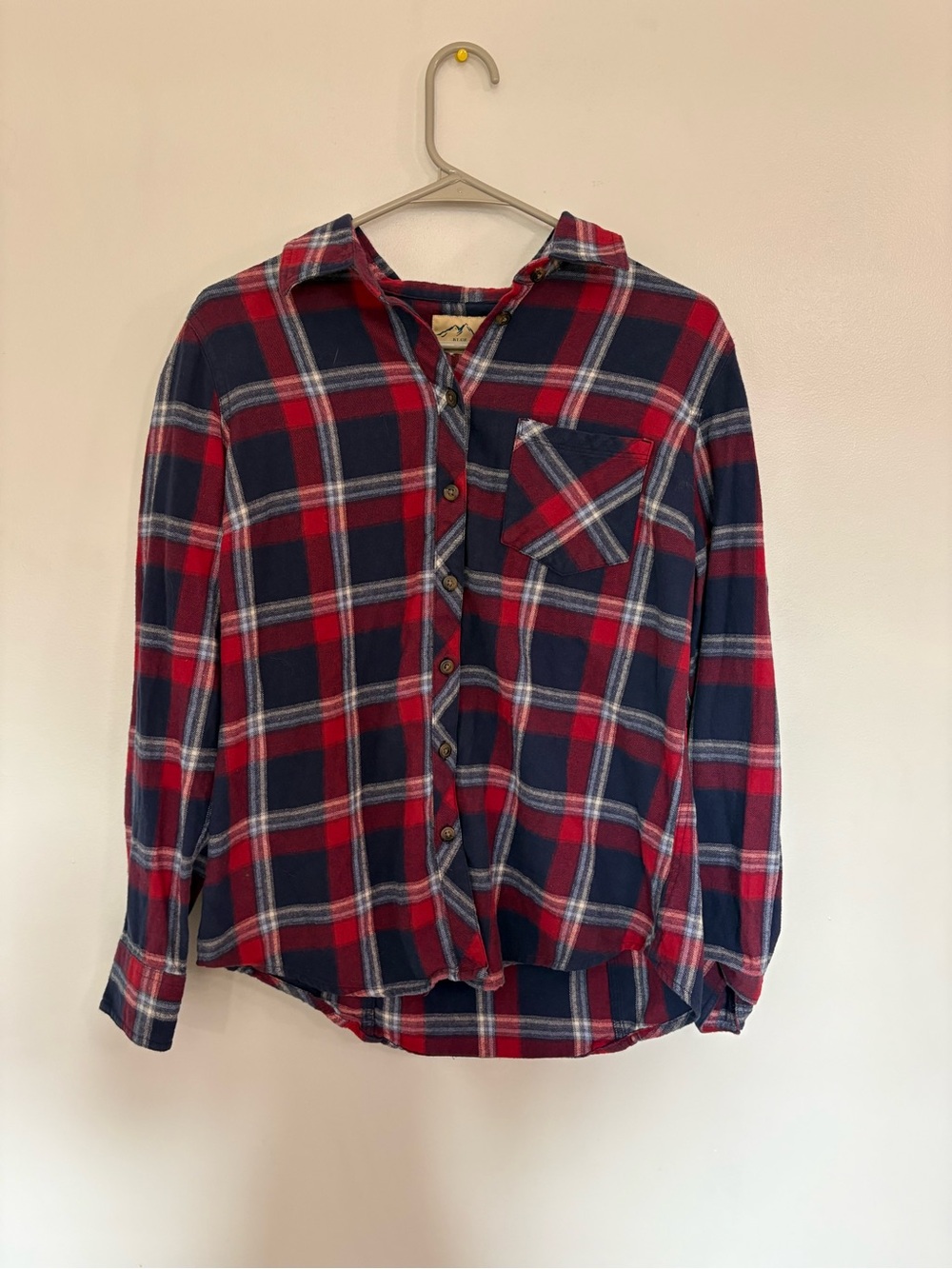 Plaid Button-Down Flannel Shirt - Red & Navy